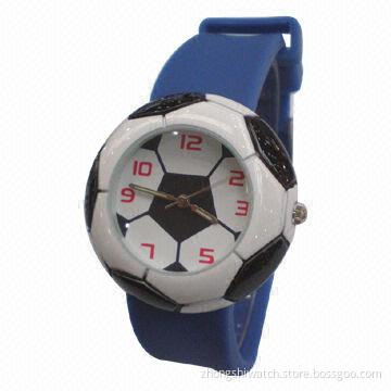Customized Soccer Design Silicone Watch with Alloy Case and Silicone Band, Best Choice for World Cup